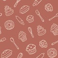 Bakery pattern of baked goods hand drawn repeatable