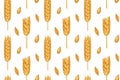 Bakery pattern. Wheat ears. Farm corn. Harvest from field or farming land. Barley and oat seeds. Agricultural cereal Royalty Free Stock Photo