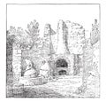 Bakery in Pompeii, vintage engraving Royalty Free Stock Photo