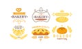 Bakery premium logo set, bakehouse retro badge, fresh and tasty bakery products and pastries vector Illustration on a