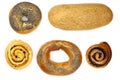 Bakery product loaves of bread, rolls, bagels isolated on white Royalty Free Stock Photo