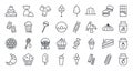 Bakery products, chocolate, candies, sweets icon set. Confectionery isolated vector line icons