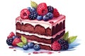 Background cake berry fresh food raspberry chocolate pie tasty pastry cream dessert delicious sweet Royalty Free Stock Photo