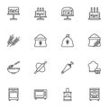 Bakery related line icons set