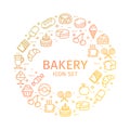 Bakery Round Design Template Thin Line Icon Concept. Vector