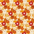 Bakery seamless vector pattern with buns and donuts