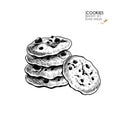 Bakery set. Hand drawn isolated cookies or biscuits. Traditional sweet bakery. Vector engraved icon. For restaurant and