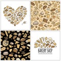 Bakery set, logo and pattern for your design Royalty Free Stock Photo