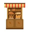 Bakery shelf. Baking Showcases icon. Bread on the , flat style. and pastries stores in the supermarket. Vector Royalty Free Stock Photo