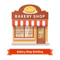 Bakery shop building facade with signboard