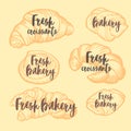 Bakery shop design. Delicious croissants, pies and buns. Vintage design.
