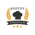 Bakery shop emblem, labels, logo and design elements. Fresh bread and wheat. Vector illustration. Royalty Free Stock Photo