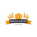 Bakery shop emblem, labels, logo and design elements. Fresh bread and wheat. Vector illustration. Royalty Free Stock Photo