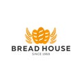 Bakery shop emblem, labels, logo and design elements. Loaf Fresh bread. Vector illustration. Royalty Free Stock Photo