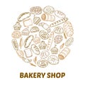 Bakery shop. Hand drawn bakery background