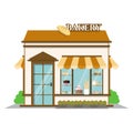Bakery shop. Shop icon in flat style design. Shop building vector illustration. Royalty Free Stock Photo