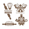 Bakery shop isolated icons kitchen tools and bread Royalty Free Stock Photo