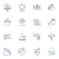 Bakery shop line icons collection. Pastry, Croissant, Muffin, Cake, Bread, Baguette, Biscuit vector and linear