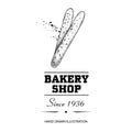 Bakery shop poster. Top view bread sticks grissini. Hand drawn sketch style vector illustration isolated on white background. Idea