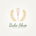 Bakery shop premium minimalist line art logo