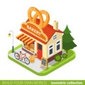 Bakery shop pretzels shape building cafe restauran