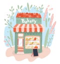 Bakery shop on the street. Bakery store outdoors