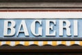 Bakery sign called bageri in danish language Royalty Free Stock Photo