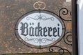 Bakery sign in german BÃÂ¤ckerei Royalty Free Stock Photo