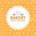 Bakery Signs Round Design Template Thin Line Icon Concept. Vector Royalty Free Stock Photo