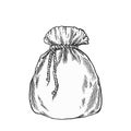 Bakery sketch, Hand drawn illustration of sack, grain, meal, oats in black and white on isolated background