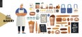 Bakery - small business graphics - baker, bread and elements