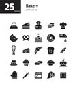 Bakery solid icon set. Royalty Free Stock Photo