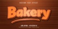 Bakery text, pastry style editable font effect on wooden background Royalty Free Stock Photo