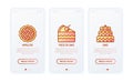 Bakery thin line icons set: apple pie, cake, cupcake. Sweet desserts. Vector illustration