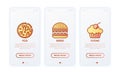 Bakery thin line icons set: pizza, burger, cupcake. vector illustration