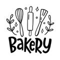 Bakery Tools Inscription Logo. Culinary Lettering