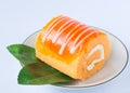 Bakery Vanilla Jam Rolls, White Cream and Orange Marmalade Royalty Free Stock Photo