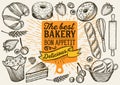 Bakery vector illustration - cake, donut, croissant, cupcake