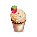 Strawberry cupcake on white background. EPS10 Royalty Free Stock Photo