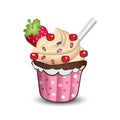 Strawberry cupcake on white background. EPS10 Royalty Free Stock Photo