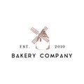 Bakeshop logo with windmill illustration in vector
