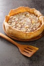 Bakewell Pudding puff pastry cake with jam and almond filling close-up. Vertical Royalty Free Stock Photo