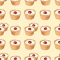 Bakewell tarts seamless digital pattern on pastel yellow background