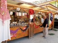 BAKHCHISARAI, CRIMEA. Tourist chooses souvenirs on the market