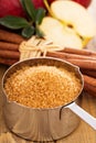 Baking with apple, sugar and cinnamon Royalty Free Stock Photo