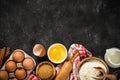 Ingredients for cooking baking on black. Royalty Free Stock Photo