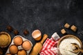 Ingredients for cooking baking on black. Royalty Free Stock Photo