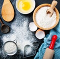 Baking ingredients on a black Royalty Free Stock Photo