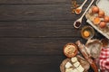 Cooking ingredients for pie background with copy space Royalty Free Stock Photo