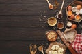 Cooking ingredients for pie background with copy space Royalty Free Stock Photo